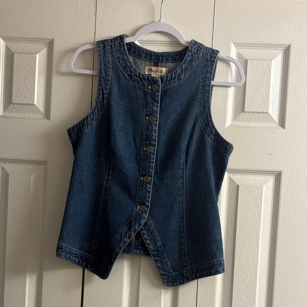 Madewell Blue Denim Button Down Vest